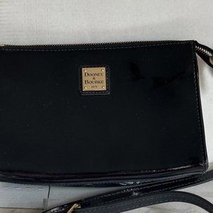 Vintage Dooney & Bourke Black 1975 Patent Leather Cross Body Top Handled Handbag